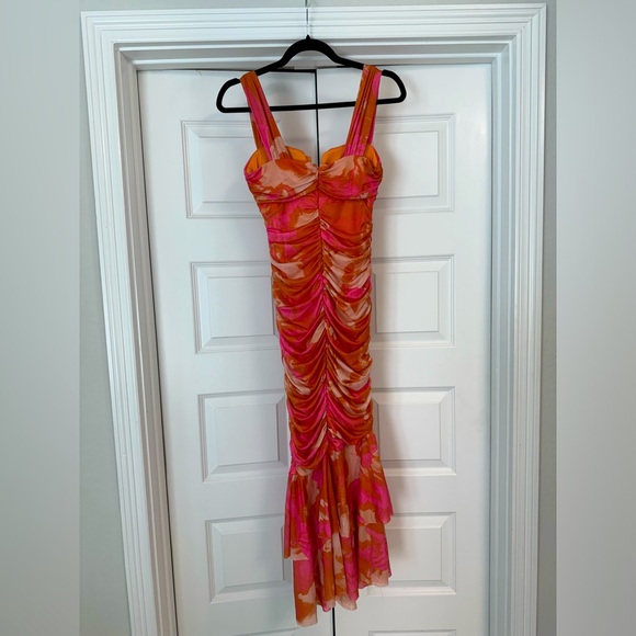 Hello Molly GEMMA LOVES MESH MIDI DRESS ORANGE - Picture 4 of 7